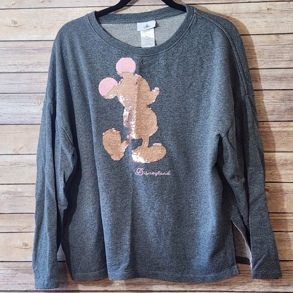 CUTE! Disney Gray Sweatshirt with Pink Sequin Design